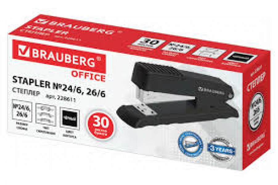 купить Степлер №24/6, 26/6 BRAUBERG "SUPER", до 30 листов, черный, 272739 в Тамбове