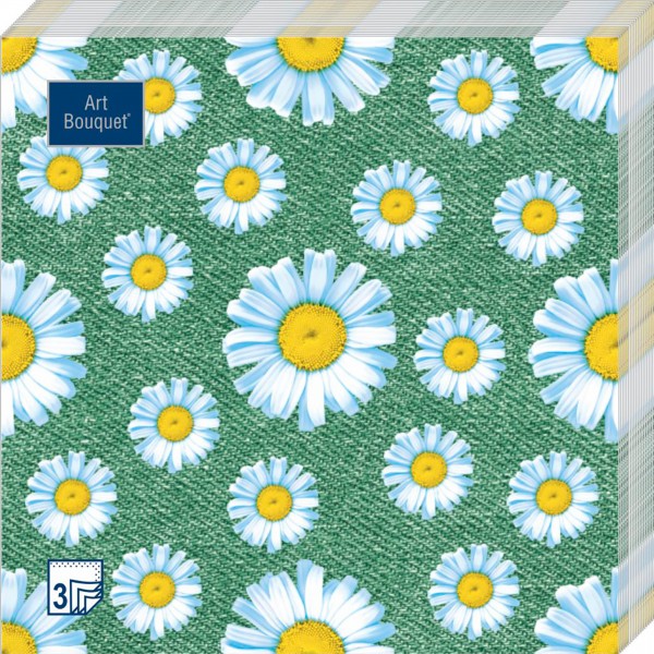 купить Салфетки бум. DESNA BOUQUET 33х33, 3-сл., с рис (20 листов) Ромашки на зеленом в Тамбове