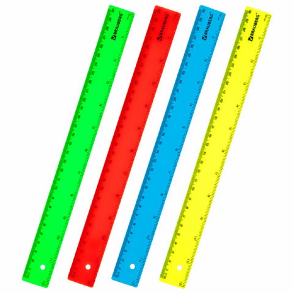 купить Линейка пластиковая 30 см BRAUBERG, неоновая, ассорти, 210839 в Тамбове