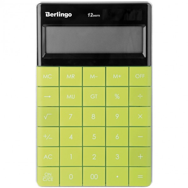 купить Калькулятор настольный Berlingo "PowerTX", 12 разр., двойное питание, 165*105*13мм, зеленый в Тамбове