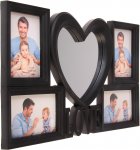 Фоторамка пластик на 4 фото 10х15 см+зеркало "Любовь в моём сердце" чёрная 31,5х50,5 см